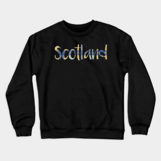 SCOTLAND, Blue and Yellow Tartan Style Design Crewneck Sweatshirt